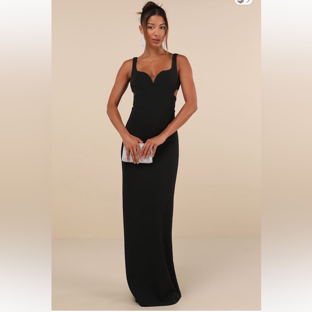 Lulus Simply Desirable Black Bodycon Cutout Maxi Dress Size XS 0